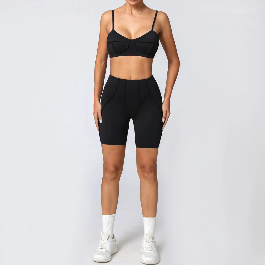 Seamless Yoga Set for Women – High-Waisted Peach-Lift Leggings & Quick-Dry Sports Bra