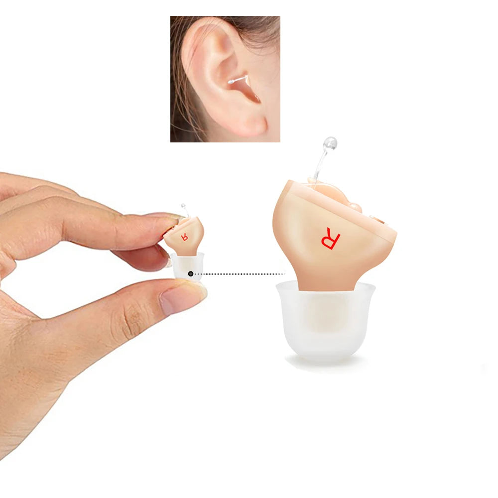 Premium CIC Hearing Aid Pair – Mini In-Ear Sound Amplifier with Portable Case