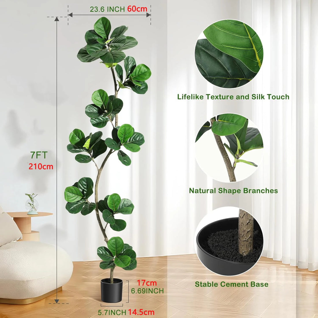 Artificial Fiddle Leaf Fig Tree – Faux Potted Indoor Plant