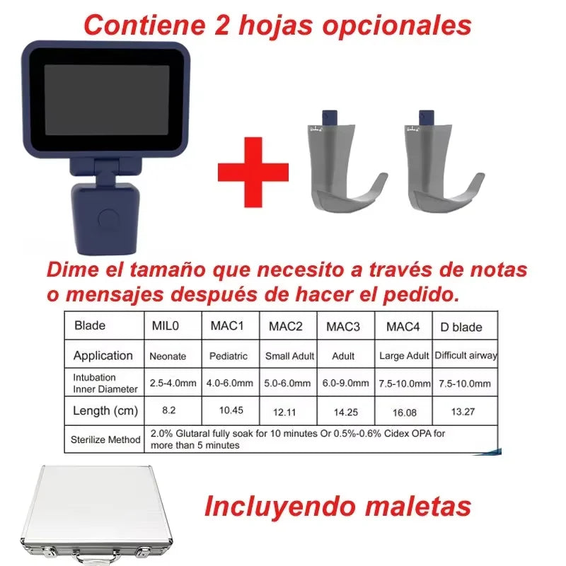 3.5" Video Laryngoscope – Digital Color Scope with Reusable Sterilizable Blades