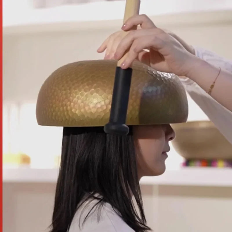 Tibetan Bronze Singing Bowl Set – Handmade Buddhist Sound Healing Bowl with Cushion & Wooden Stick for Meditation & Spiritual Practice