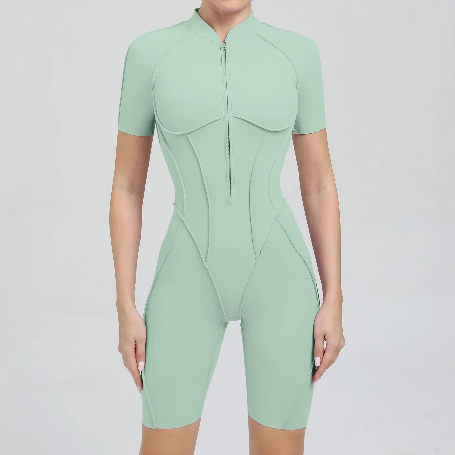 Seamless Yoga Jumpsuit – Women’s Backless Hip-Lifting One-Piece Fitness Bodysuit with Zipper for Gym & Workout