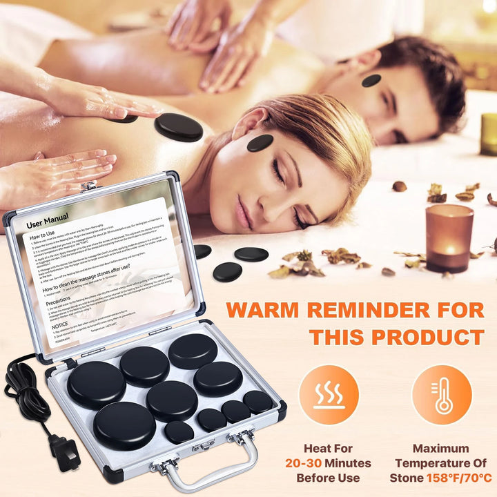 Hot Stone Massage Set – 10 Piece Professional Spa Massage Tools for Relaxation & Therapy