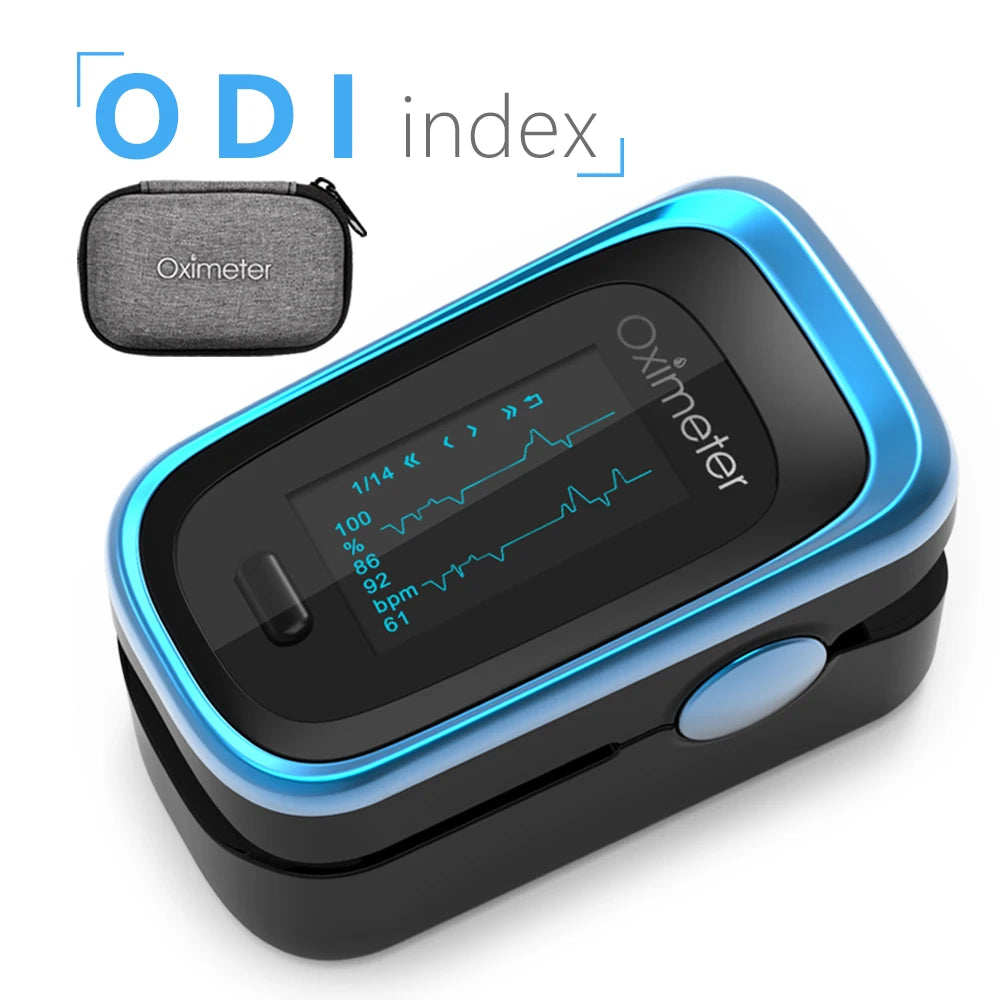 OLED Finger Pulse Oximeter – Portable SpO2 & PR Sleep Monitor with Case