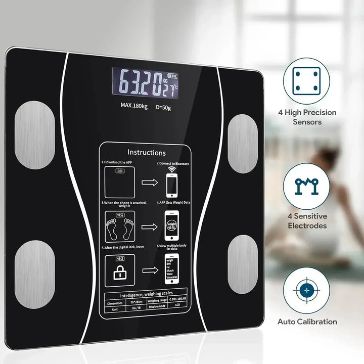 Bluetooth Body Fat Scale – Smart Digital Weight Scale with USB Charging
