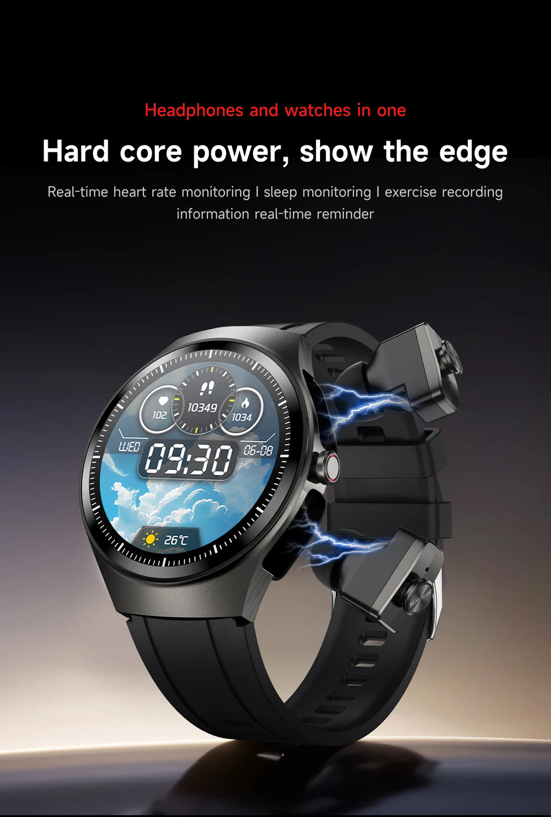 GEJIAN Smartwatch with Built-in Headphones & AMOLED Display
