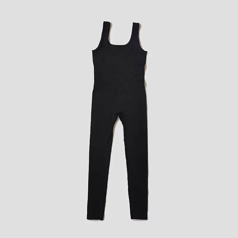 Seamless Ribbed Jumpsuit Women’s Yoga Tracksuit – One-Piece Sleeveless Fitness Romper