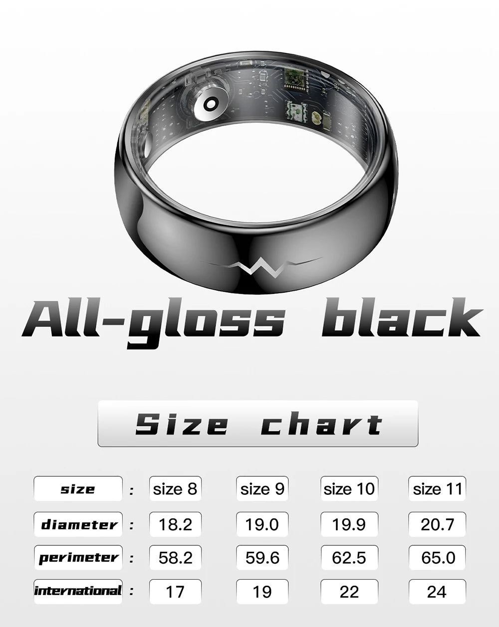 High-End Smart Ring – ECG, Blood Oxygen, Heart Rate & Blood Pressure Monitor with Sleep Tracking, 5ATM Waterproof, Multi-Sport Modes