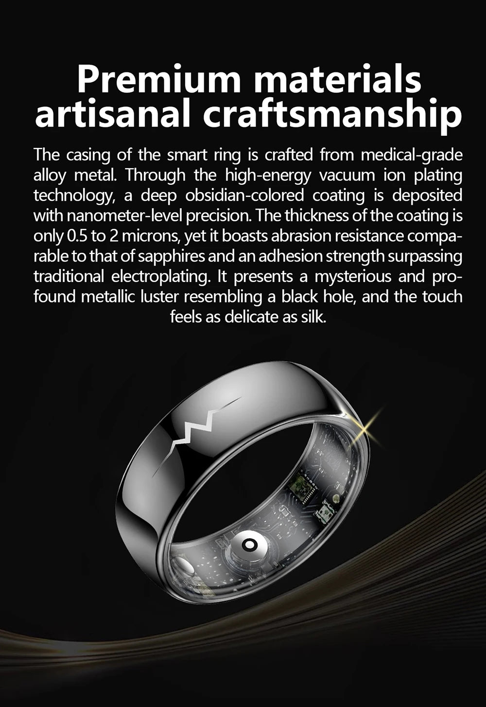 High-End Smart Ring – ECG, Blood Oxygen, Heart Rate & Blood Pressure Monitor with Sleep Tracking, 5ATM Waterproof, Multi-Sport Modes