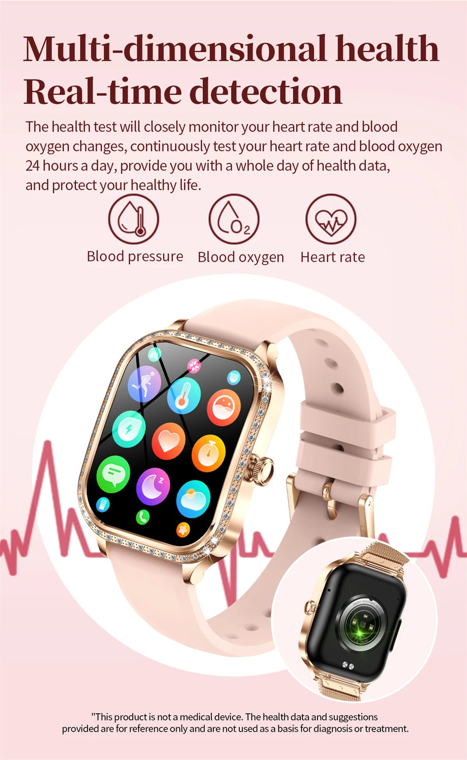 Women’s Smartwatch – Heart Rate, Blood Pressure, Music & BT Calling