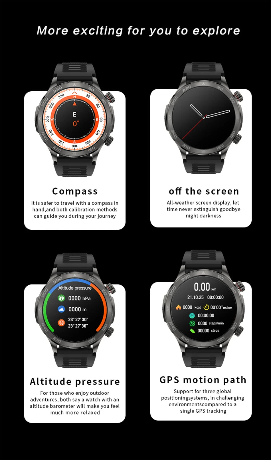 Men’s Smartwatch – AMOLED HD, Bluetooth Call, NFC & GPS