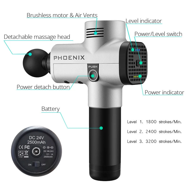 Phoenix A2 Massage Gun – Deep Tissue Muscle Relaxation Therapy Massager