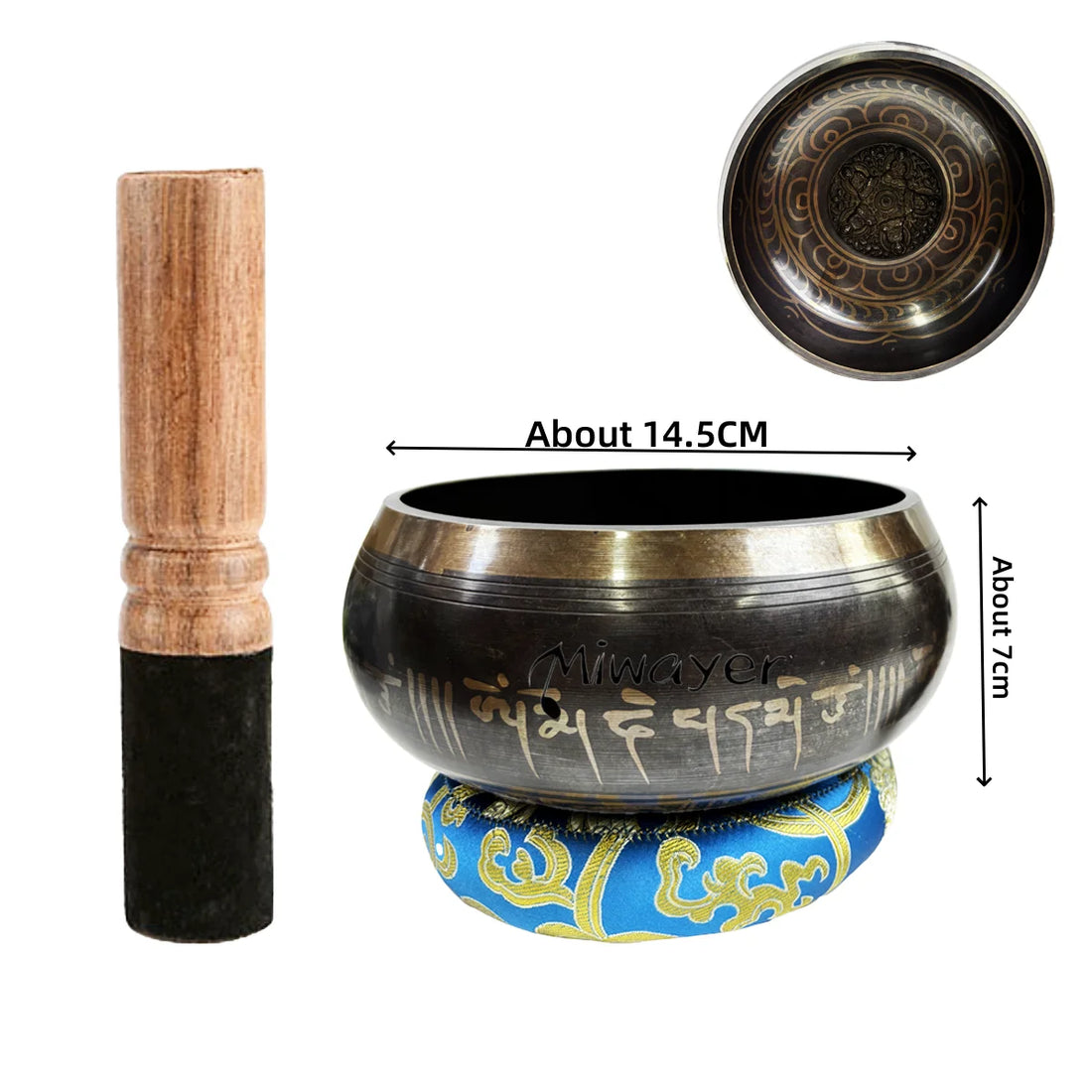 Tibetan Singing Bowl Set – 8.5–20CM Scripture Bowls for Meditation & Healing