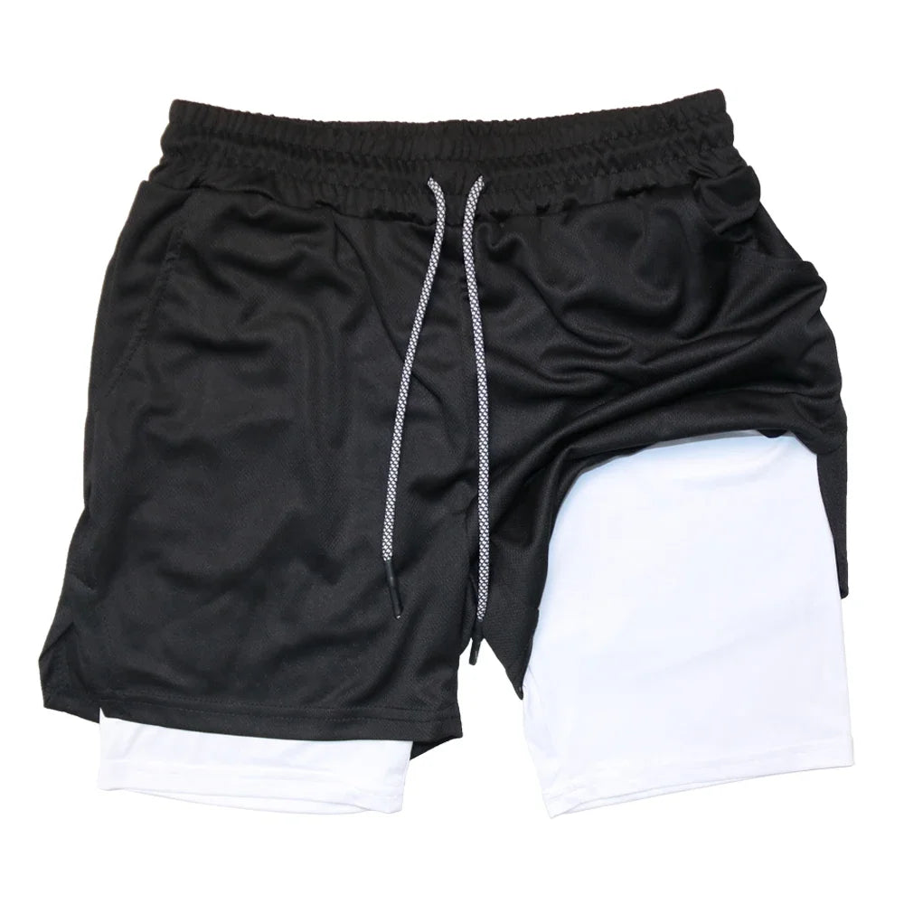 Men’s 2-in-1 Double Layer Gym Shorts – Quick-Dry Workout & Running Shorts