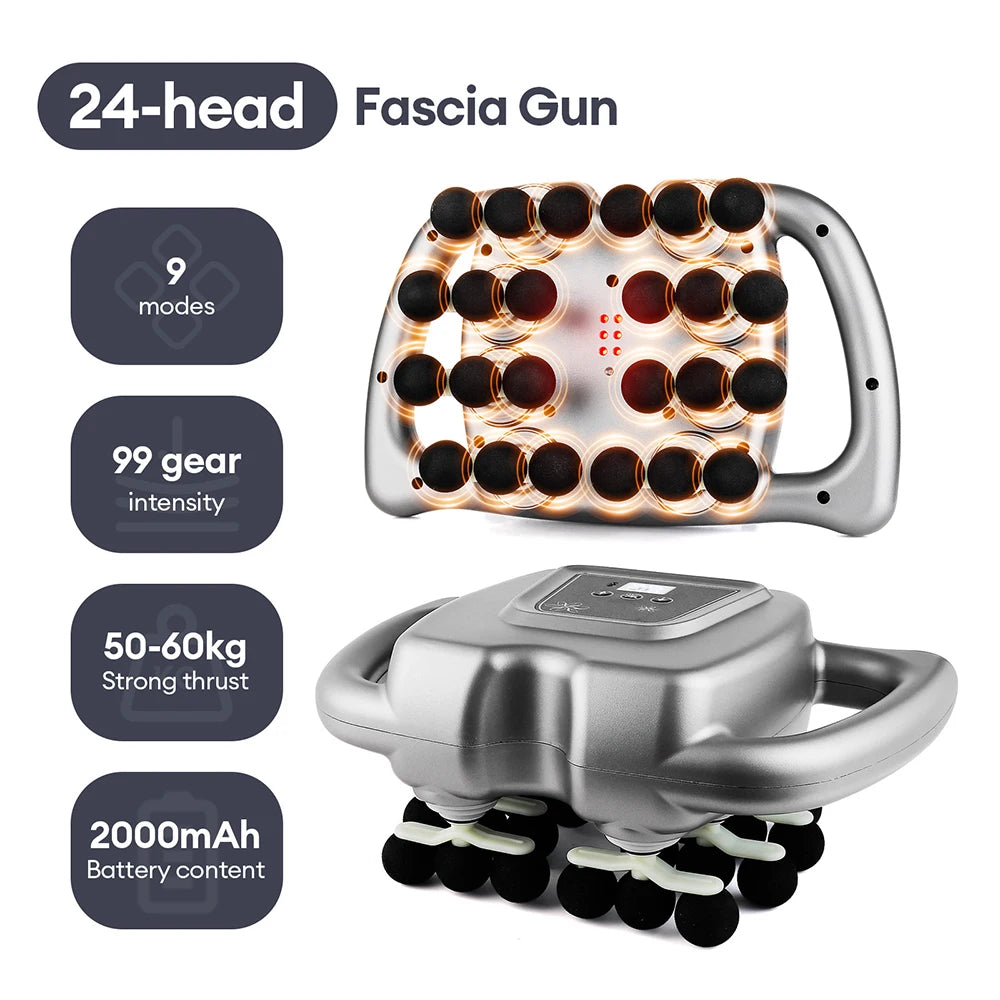 24-Head High-Frequency Massage Gun with 99 Speed Levels