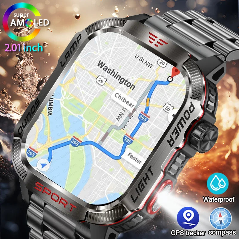 Men’s Military GPS Smartwatch – Outdoor Sport Tracker with Compass & Flashlight