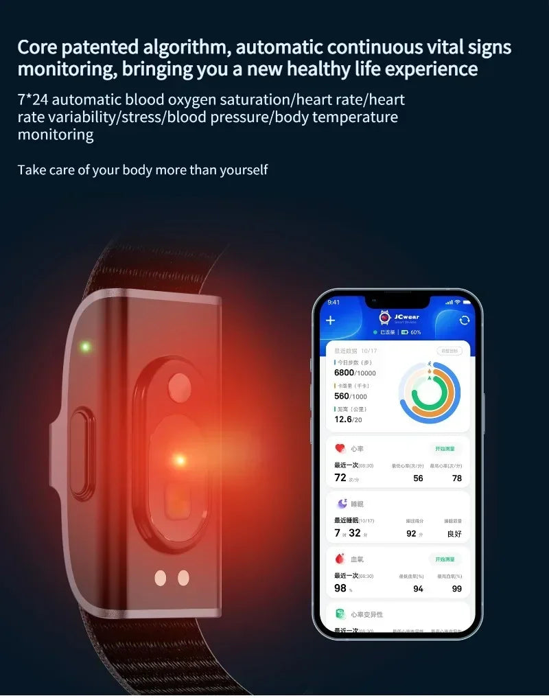 2208A Smart Bracelet – Heart Rate & Blood Pressure Monitor, Fitness Tracker Watch with Pedometer for Men & Women
