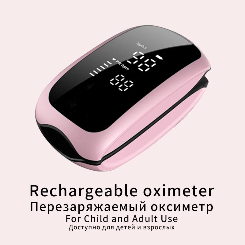 Recharge Finger Pulse Oximeter SpO2 Blood Oxygen Saturation Monitor with Rate Measurements Meter Medical Digital LED Heart Rate