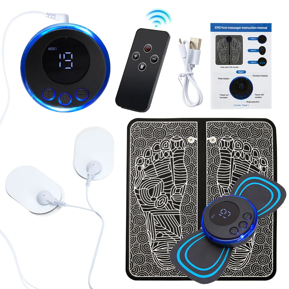 Electric EMS Foot Massager Pad – Foldable Muscle Stimulating Mat for Pain Relief & Relaxation