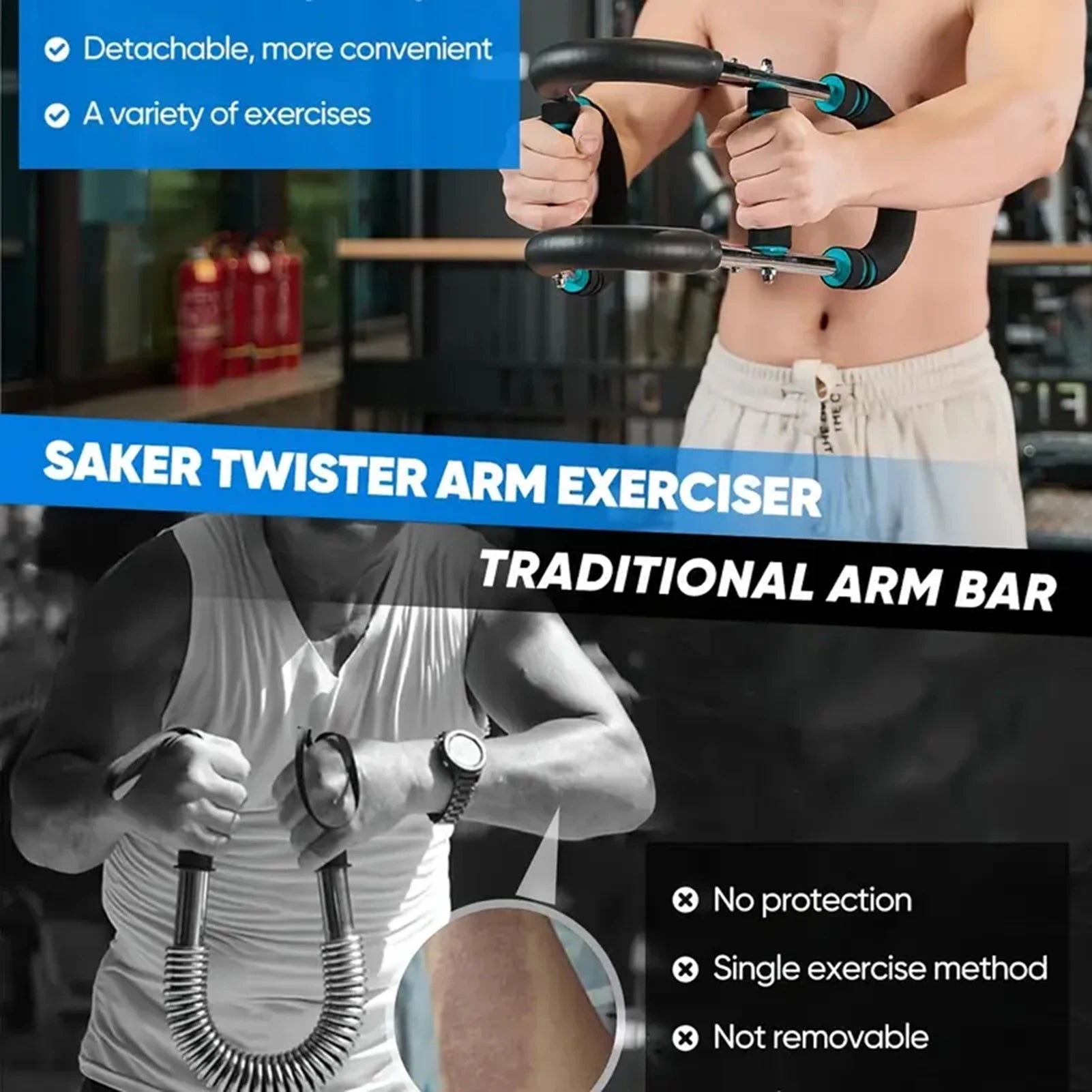 U-Shape Hand Gripper Arm Trainer – Power Twister Bar for Strength Training