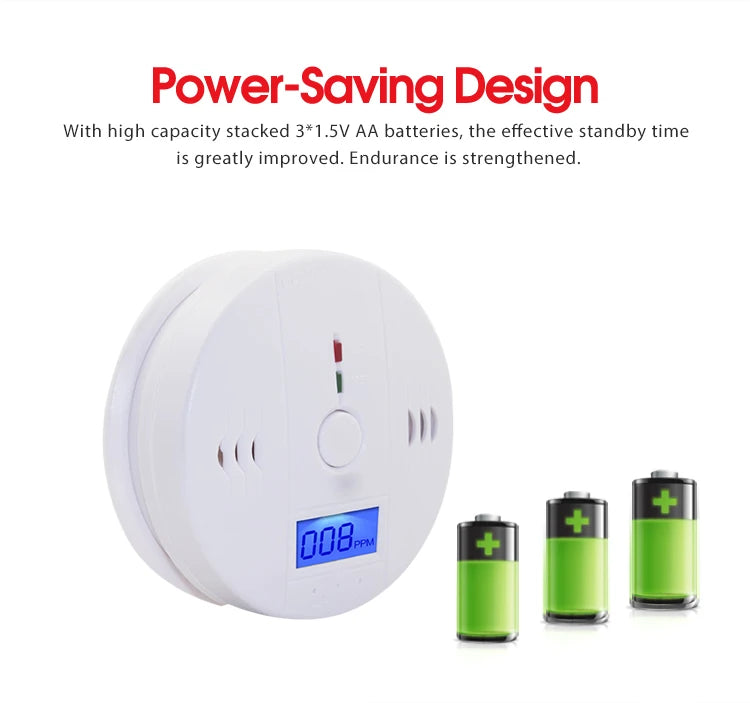 Independent CO Alarm Sensor – Carbon Monoxide Detector with LCD Display & 85dB High-Sensitivity Warning for Home & Hotel