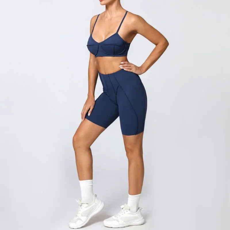 Seamless Yoga Set for Women – High-Waisted Peach-Lift Leggings & Quick-Dry Sports Bra