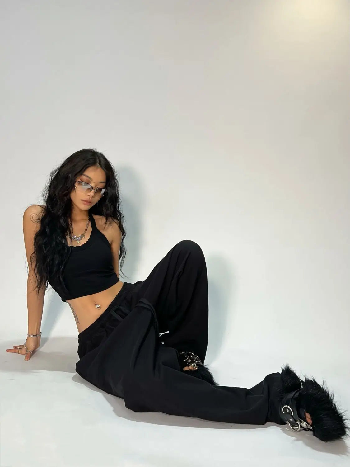 Women’s Casual Grey Sweatpants – Loose Fit Parachute Pants with Stretchy Waist for Everyday Comfort