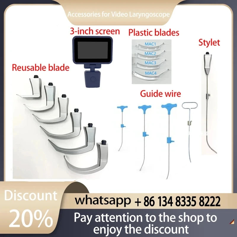 3.5" Video Laryngoscope – Digital Color Scope with Reusable Sterilizable Blades