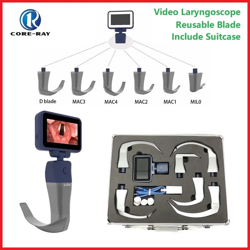 " Digital Video Laryngoscope – Touchscreen Anesthesia Scope with Reusable Blades