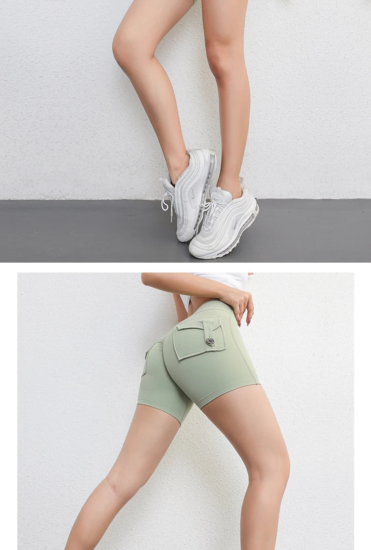 Women's Peach Lift Fitness Shorts – Pocket Yoga Three-Quarter Pants