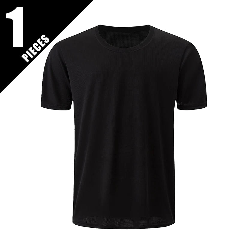 Men’s Waffle Sports Shirt – Short Sleeve Fitness & Training Top (1/5 Pcs)