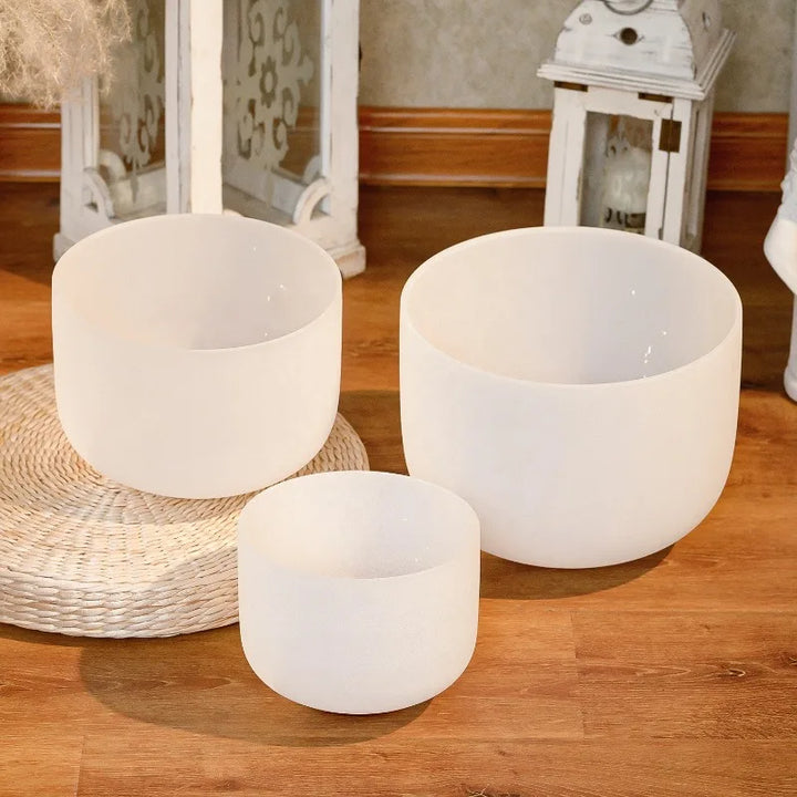 Handmade White Crystal Singing Bowl – Sound Healing & Meditation Instrument