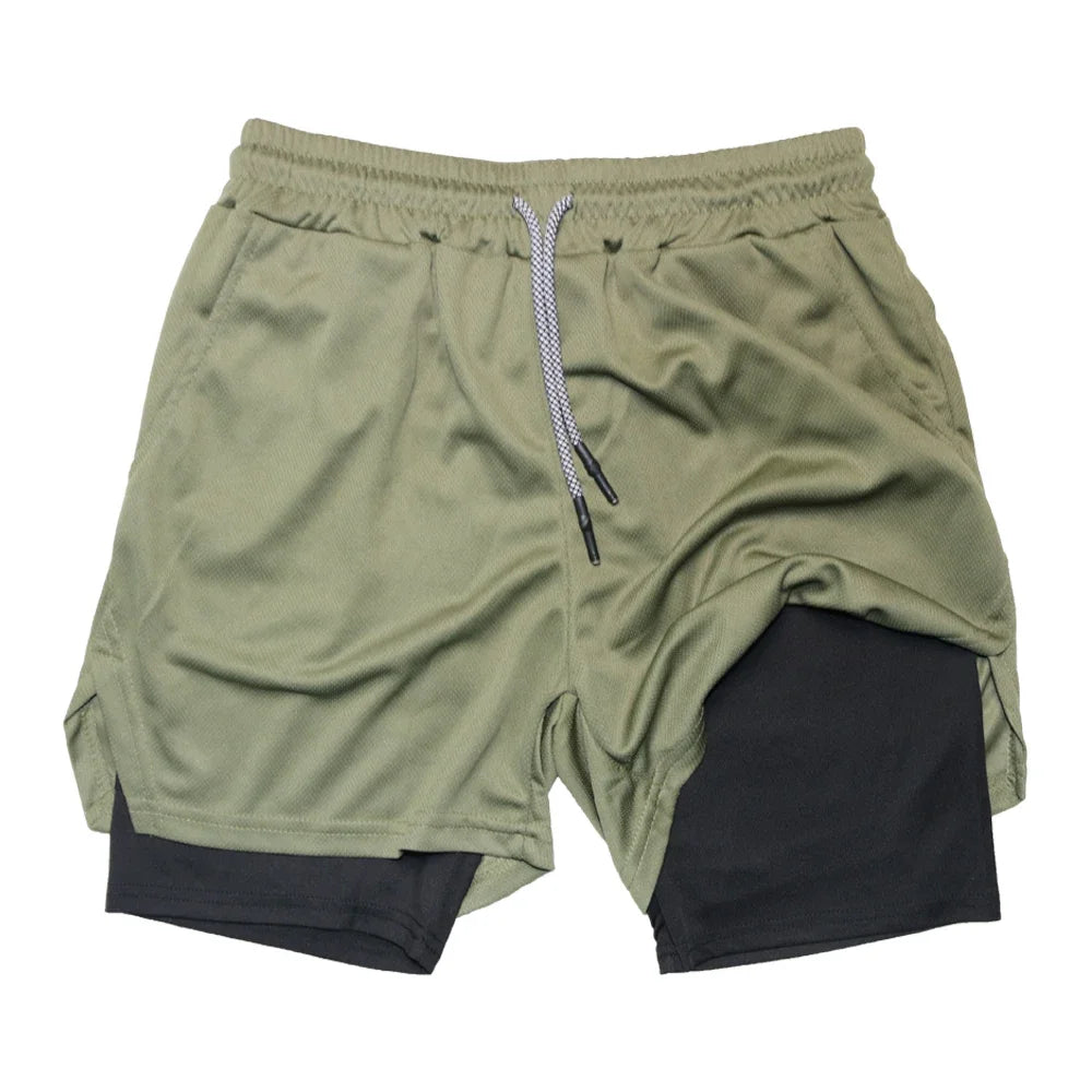 Men’s 2-in-1 Double Layer Gym Shorts – Quick-Dry Workout & Running Shorts