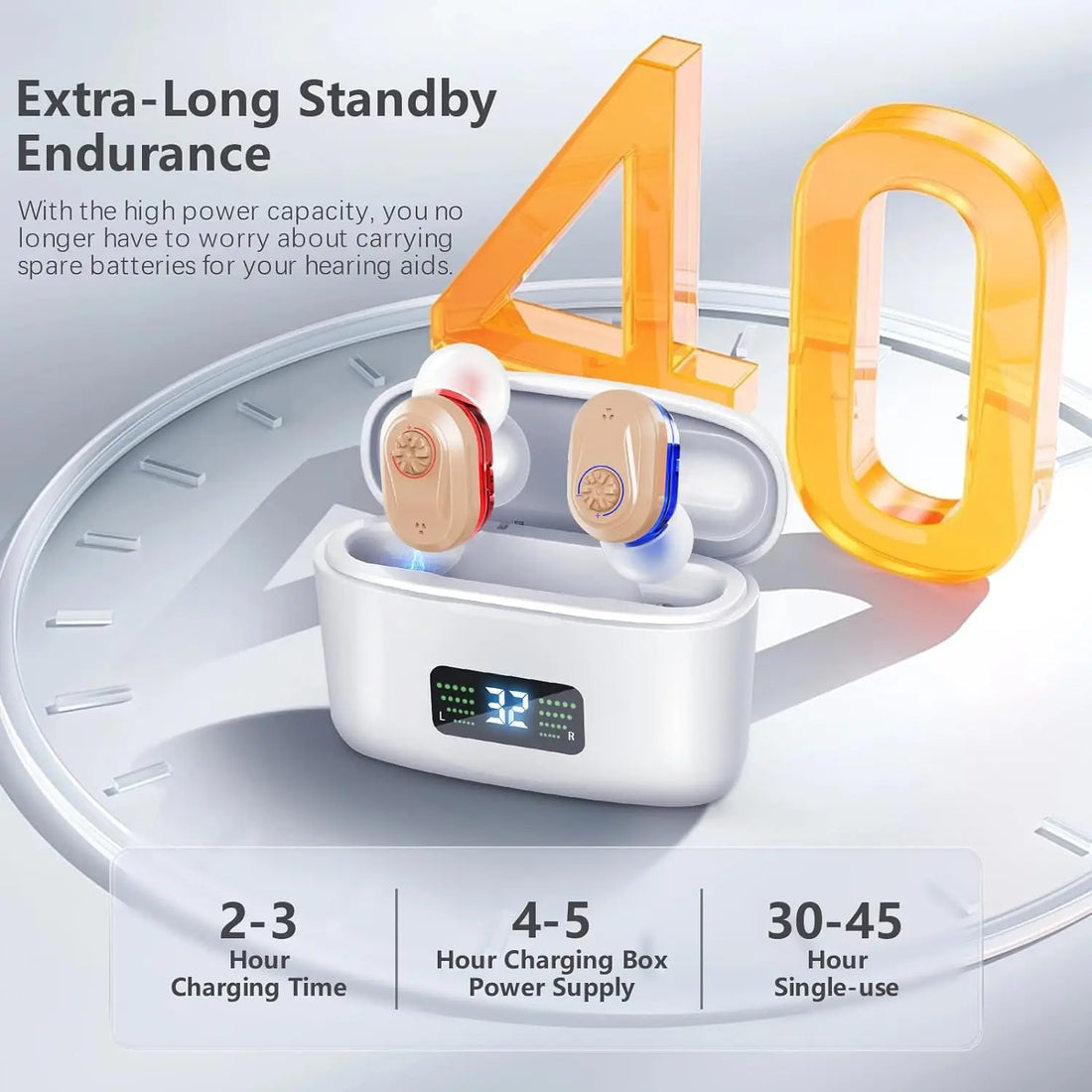 Wireless Mini Hearing Aid for Seniors – HD Digital Noise-Cancelling Ear Device with Charging Box