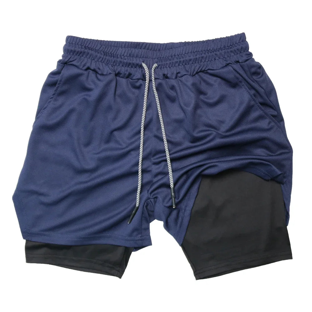 Men’s 2-in-1 Double Layer Gym Shorts – Quick-Dry Workout & Running Shorts