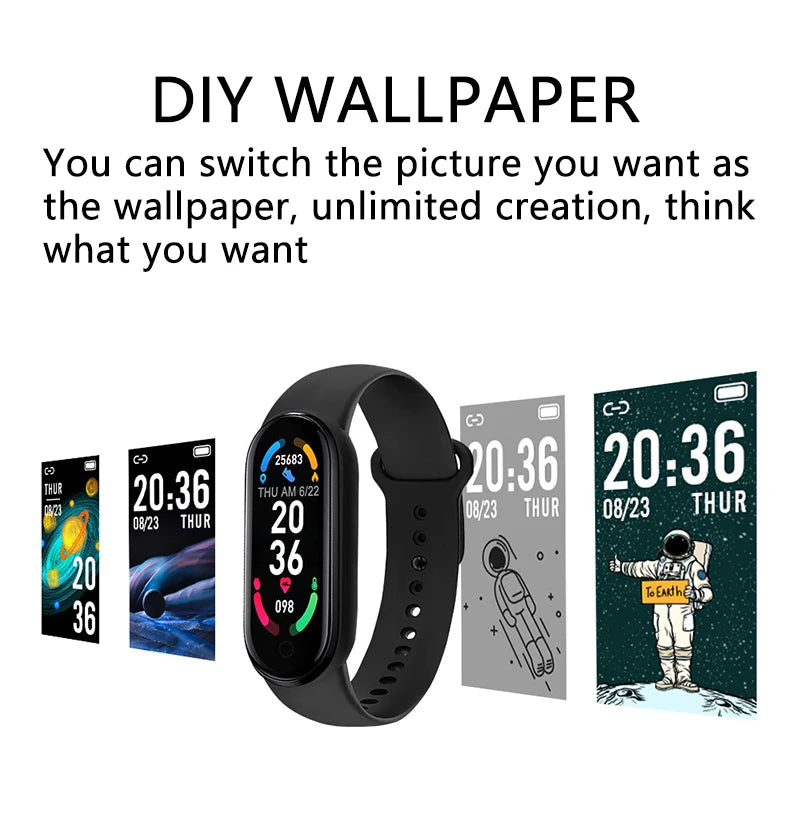 M6 Smart Watch – Waterproof Fitness Tracker with Heart & BP Monitor
