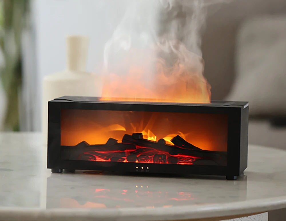 Essential Oil Air Humidifier – Flame LED Aroma Diffuser with Remote