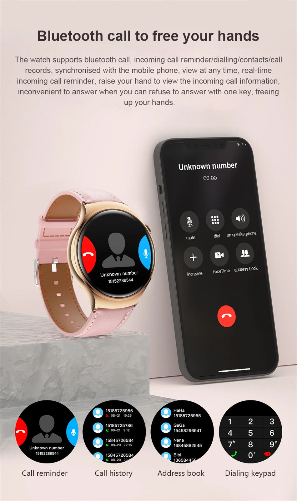 Women’s GPS Smartwatch with NFC, Bluetooth Call & Health Tracking