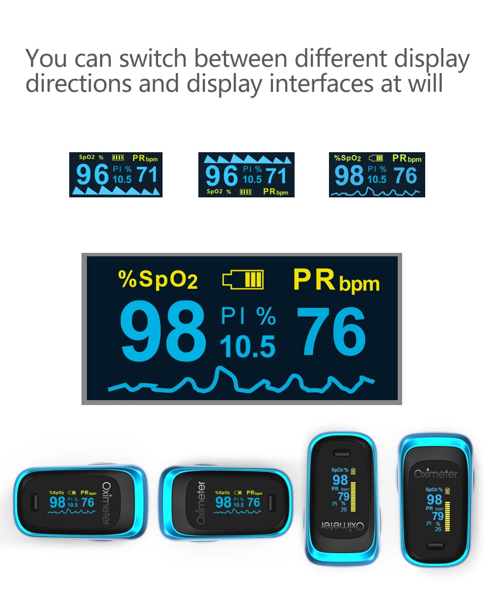 OLED Finger Pulse Oximeter – Portable SpO2 & PR Sleep Monitor with Case