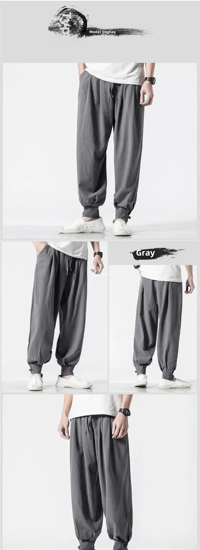 Loose-Fit Cotton Linen Monk Pants – Unisex Zen Meditation Trousers