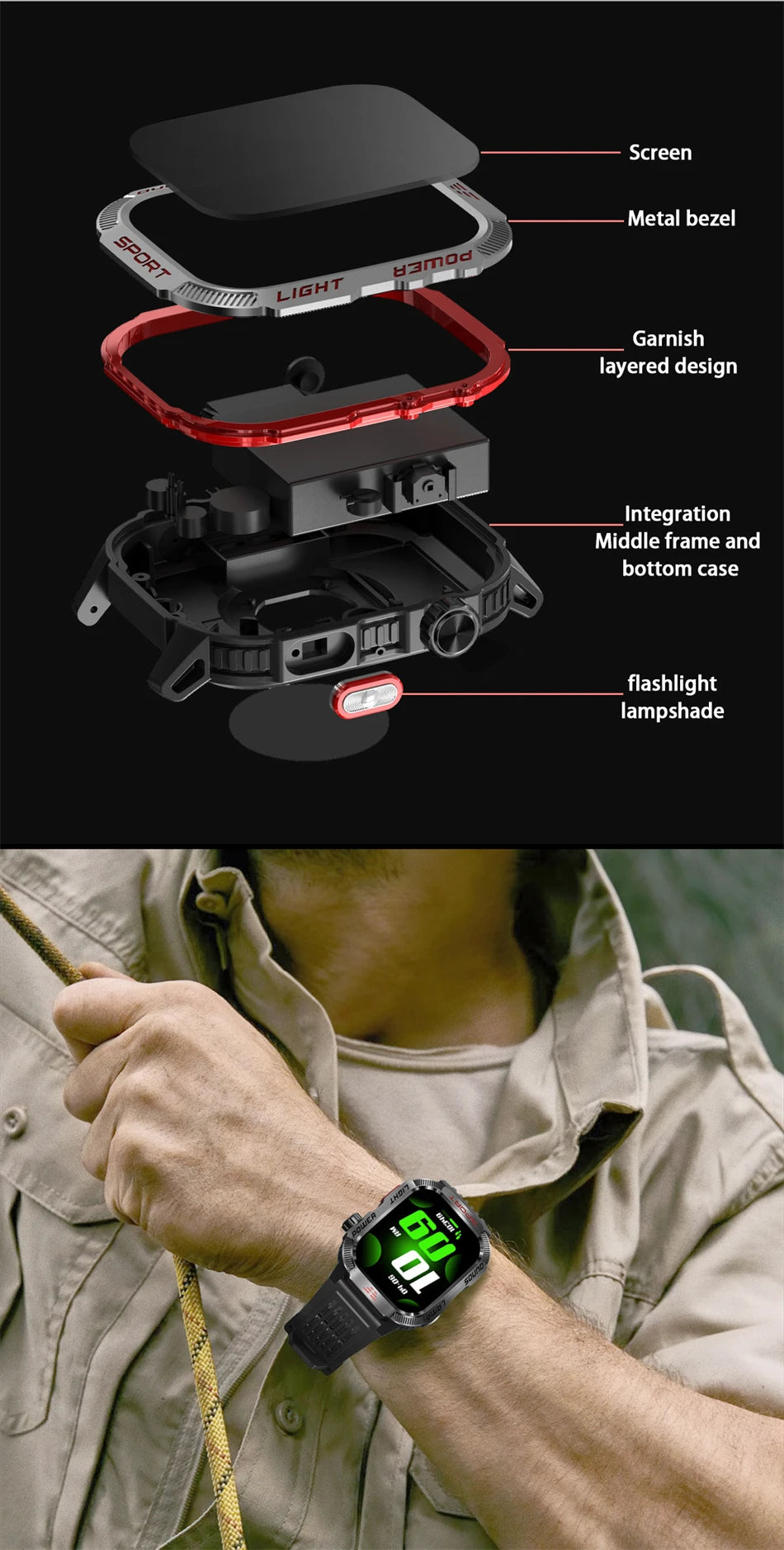 Men’s Military GPS Smartwatch – Outdoor Sport Tracker with Compass & Flashlight