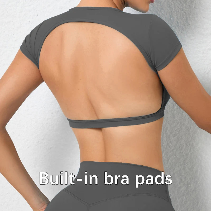 Hearuisavy Women’s Backless Workout Crop Top – Breathable Sports Shirt