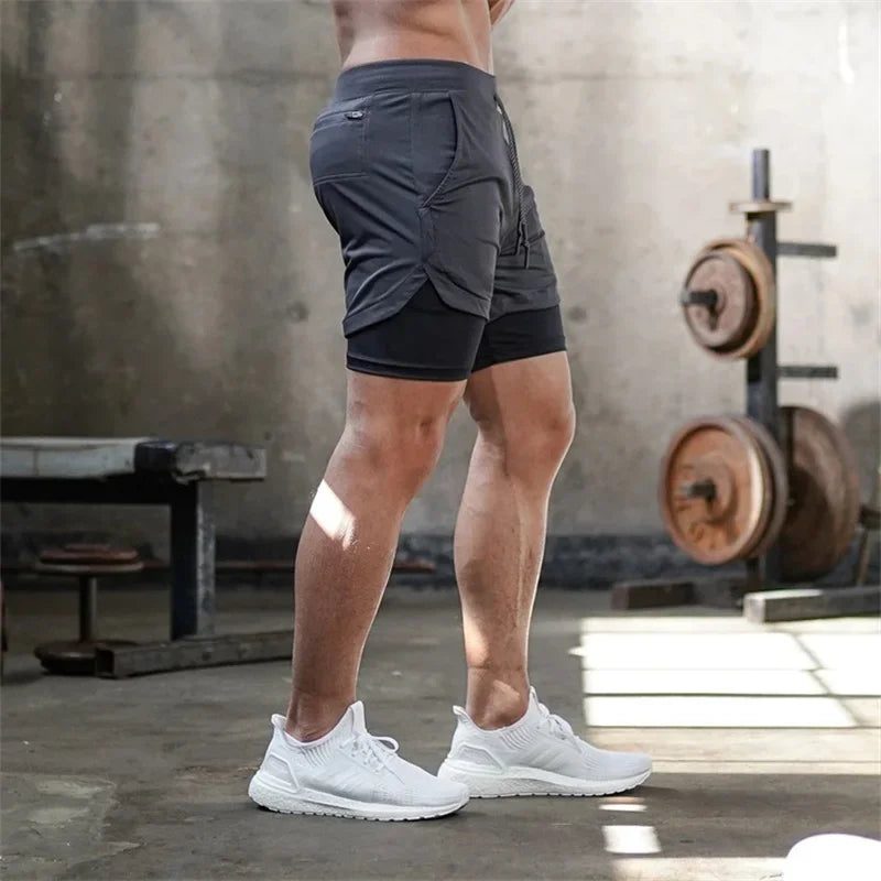 Men’s 2-in-1 Double Layer Gym Shorts – Quick-Dry Workout & Running Shorts