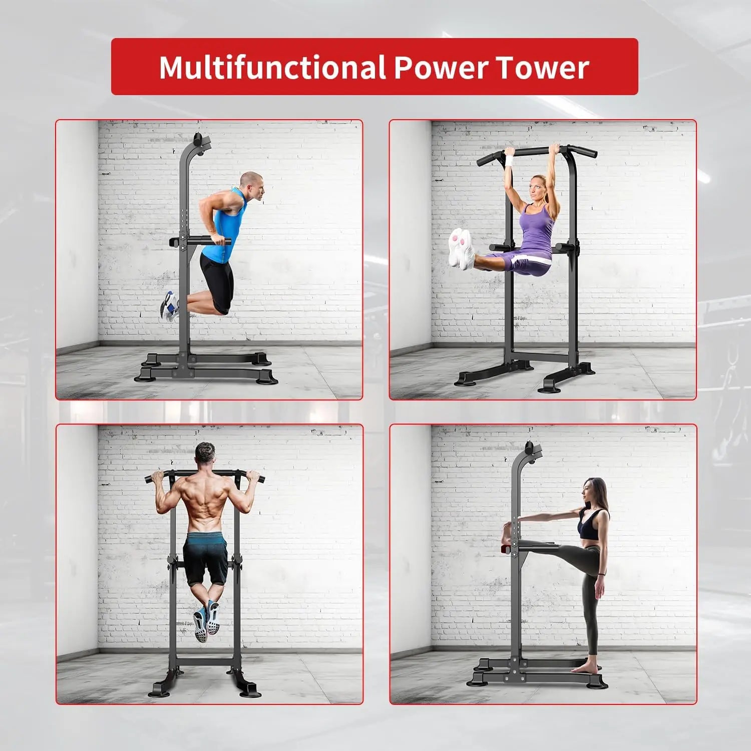 Adjustable Power Tower – Pull Up & Dip Station for Home Gym
