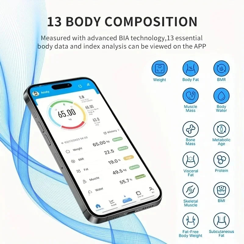 Bluetooth Body Fat Scale – Smart Digital Weight Scale with USB Charging