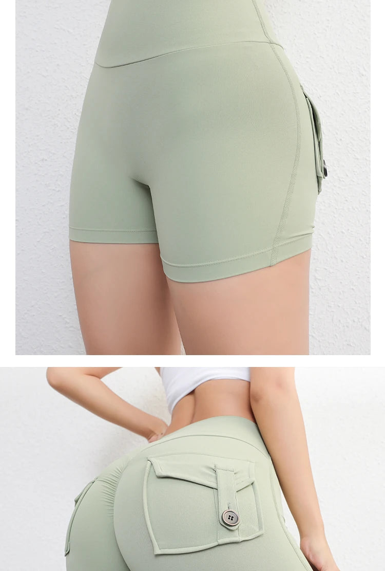 Women's Peach Lift Fitness Shorts – Pocket Yoga Three-Quarter Pants