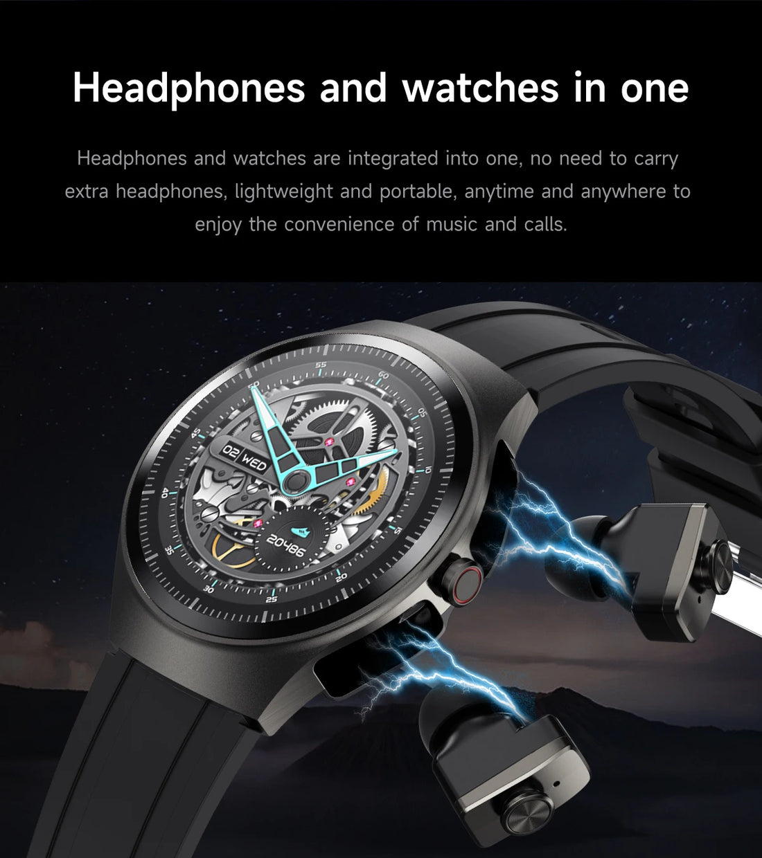 GEJIAN Smartwatch with Built-in Headphones & AMOLED Display