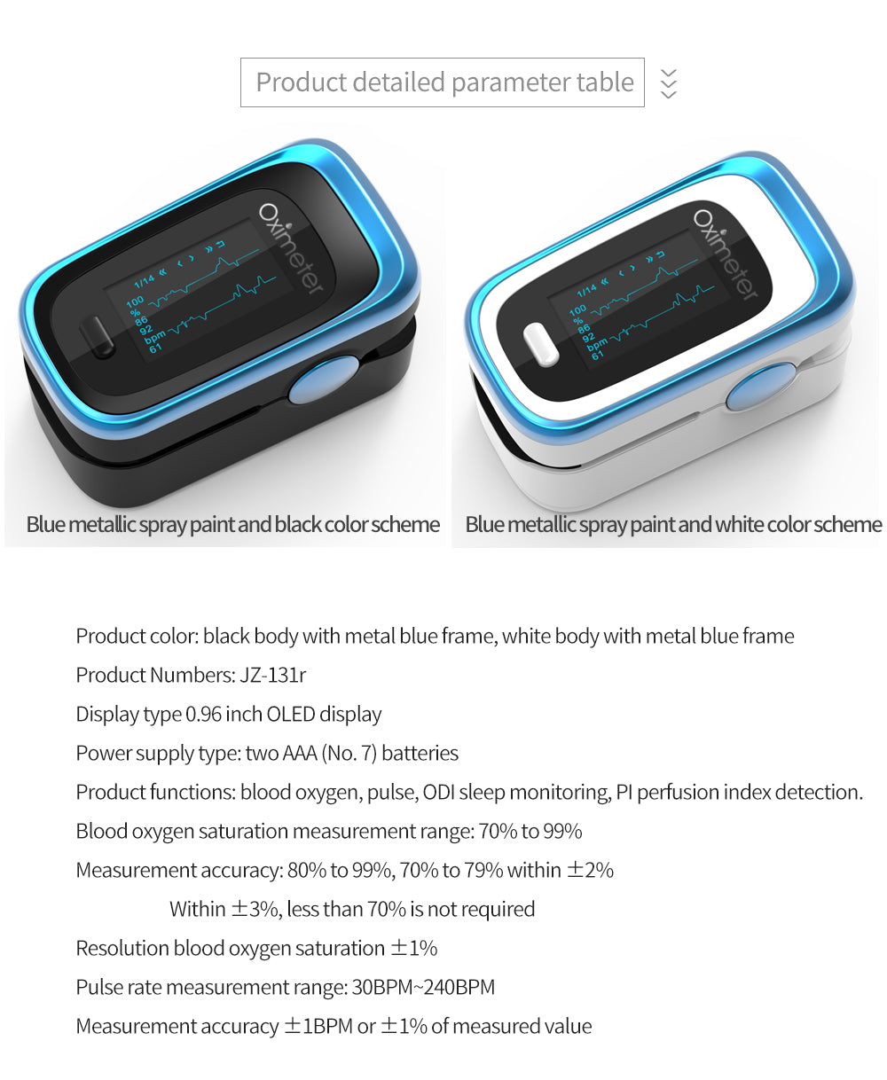 OLED Finger Pulse Oximeter – Portable SpO2 & PR Sleep Monitor with Case