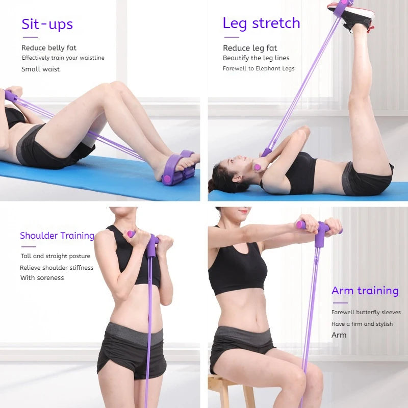 6 6-Tube Resistance Band with Pedals – Multifunction Yoga & Fitness Puller