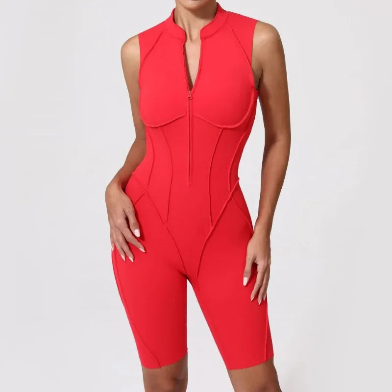 Seamless Yoga Jumpsuit – Women’s Backless Hip-Lifting One-Piece Fitness Bodysuit with Zipper for Gym & Workout